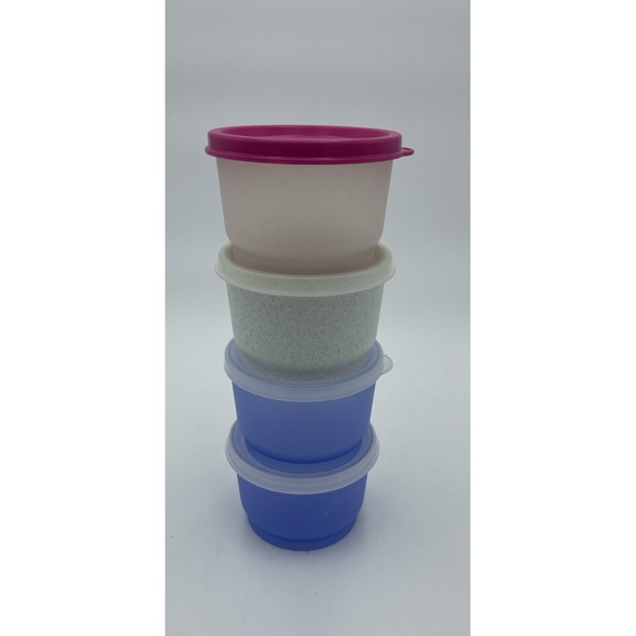Tupperware 4-oz. Snack Cups w/Seals Set of 4‎ Mixed Colors - Picture 1 of 7